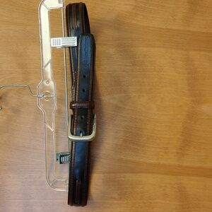 John Deere Black And Brown Leather Belt